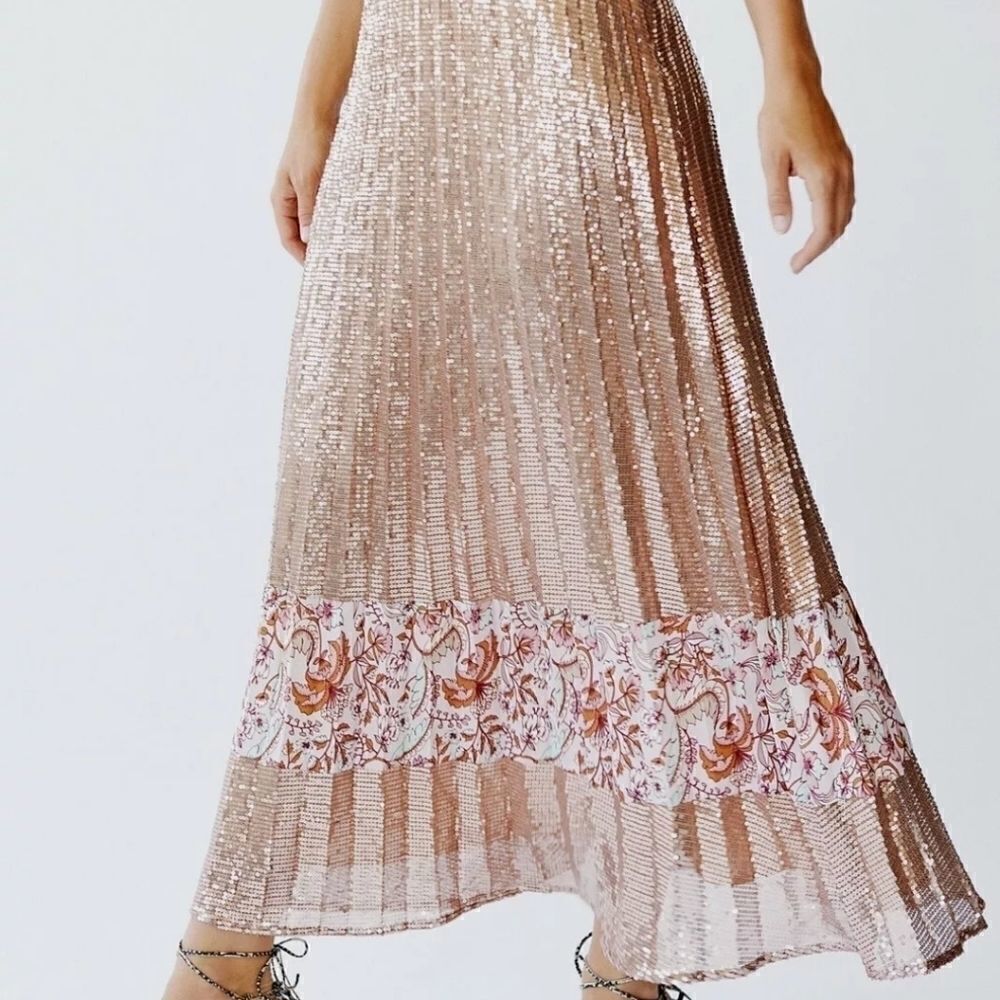 Free People Let's Dance Sequin Maxi Skirt Size 2 - Picture 3 of 7